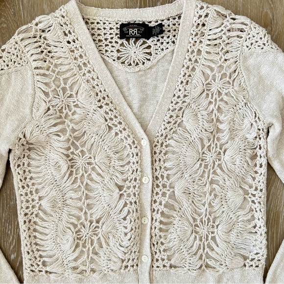 RRL Ralph Lauren Crochet-Paneled Cardigan - Picture 8 of 11